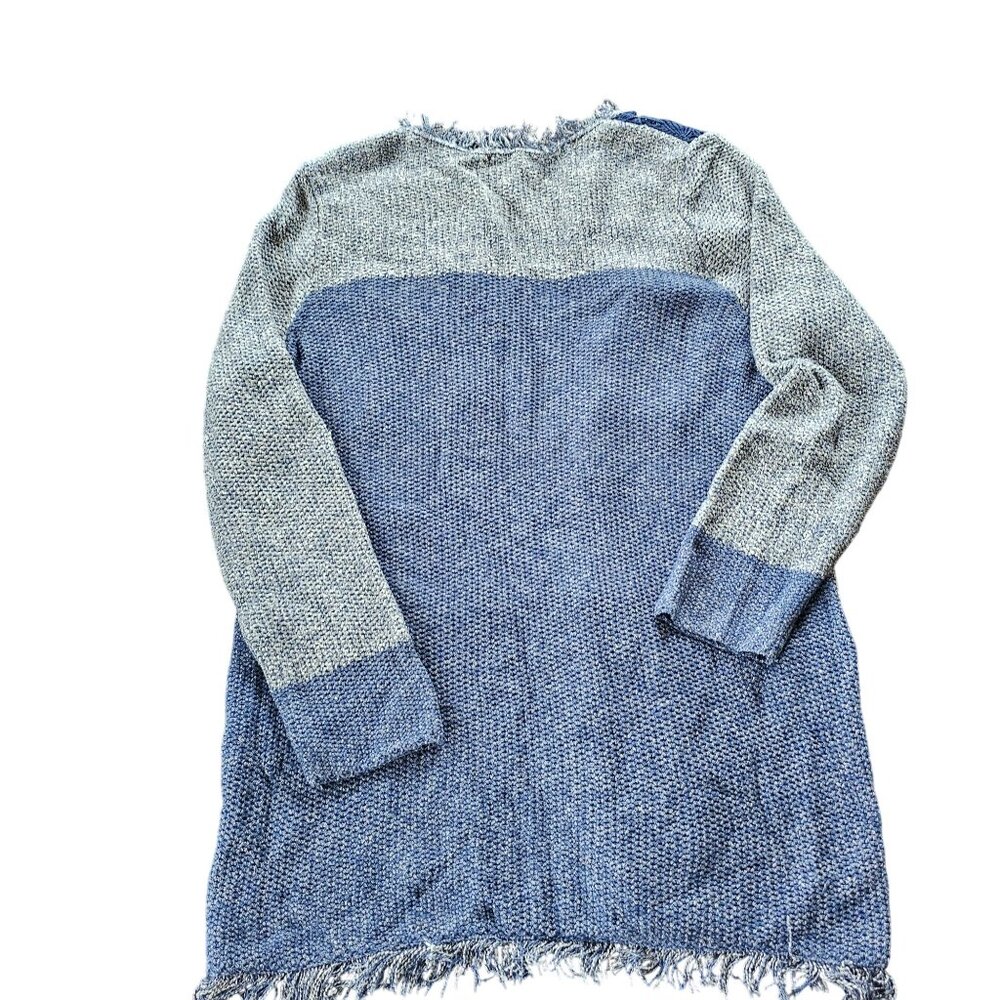 Chicos Women's Cardigan Sweater Patchwork Fringed Edges size Chico's 1 - Picture 2 of 9